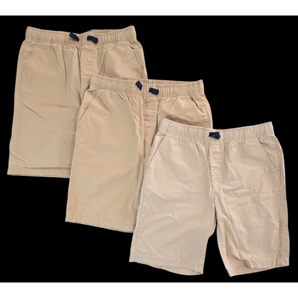 Lands End Boys Shorts Large 14-16 Drawstring Elastic Waist Uniform Khaki 3 piece - Picture 1 of 4